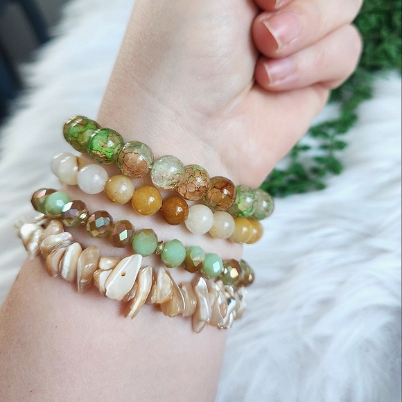 NWT Ryze Natural Stone Citrine and Dyed Agate Beaded Staxx Bracelets - Set of 4 - Picture 8 of 8